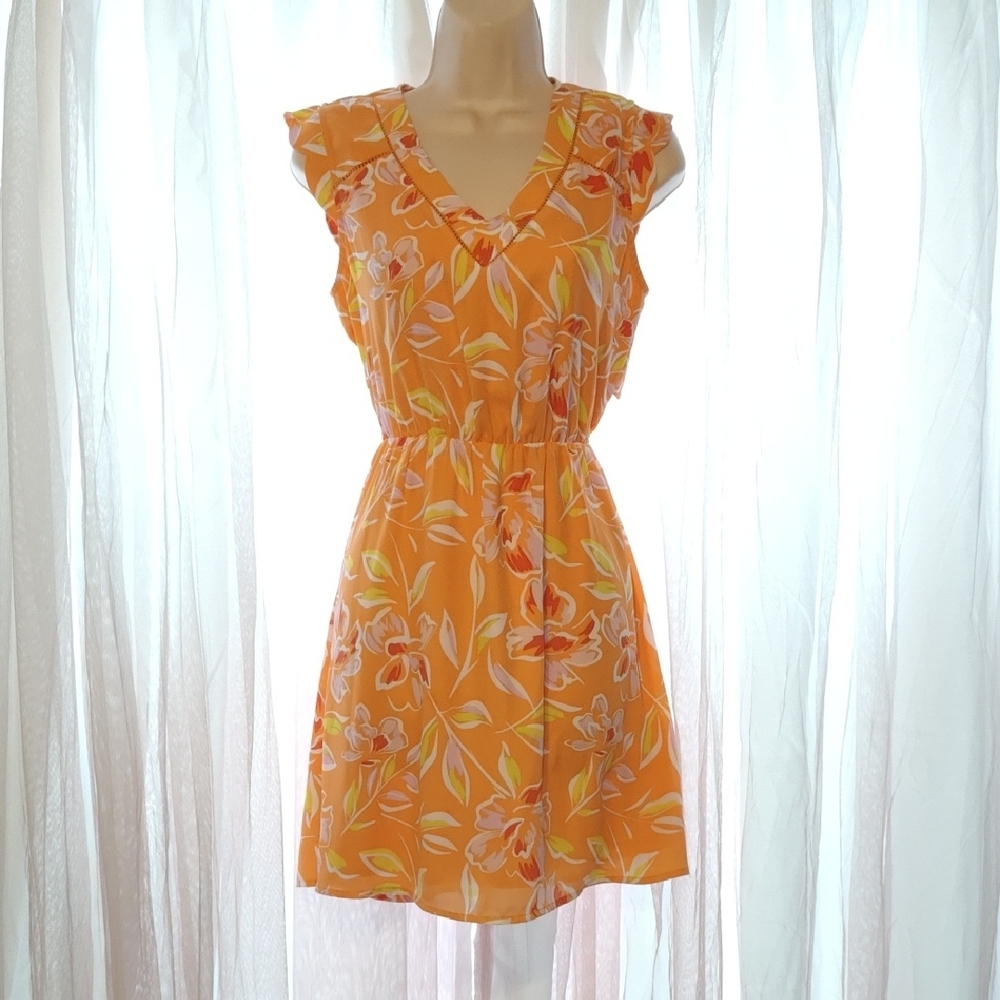 41 Hawthorn Orange Ruffled Tie Front Sundress